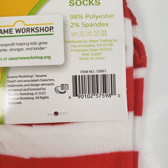 Sesame Street Elmo Face Red White Strip Ankle High Socks Woman 9-11 - Picture 8 of 12
